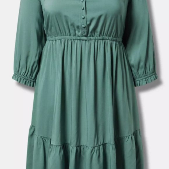 Torrid Green Ruffled Mini Dress with Notched Collar - Picture 3 of 3